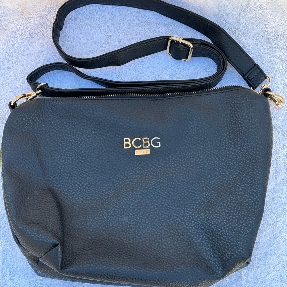 BCBG Black Crossbody Bag with Gold-Tone Hardware